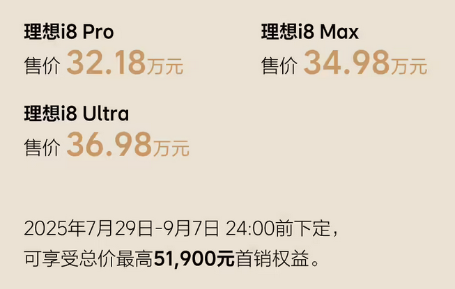 理想i8六座纯电SUV上市，32.18万元起售，8月20日交付